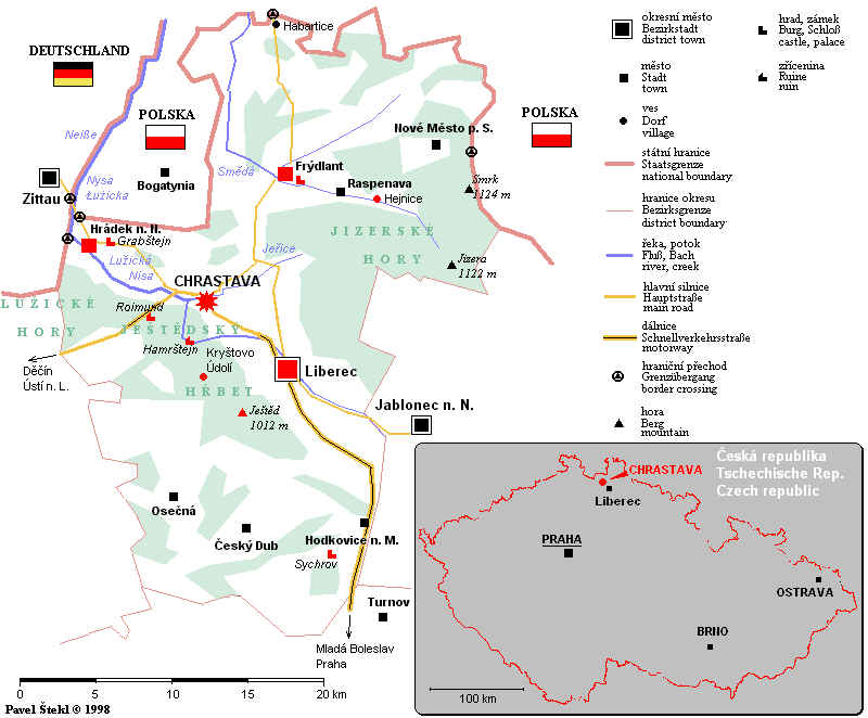Mapa okresu Liberec